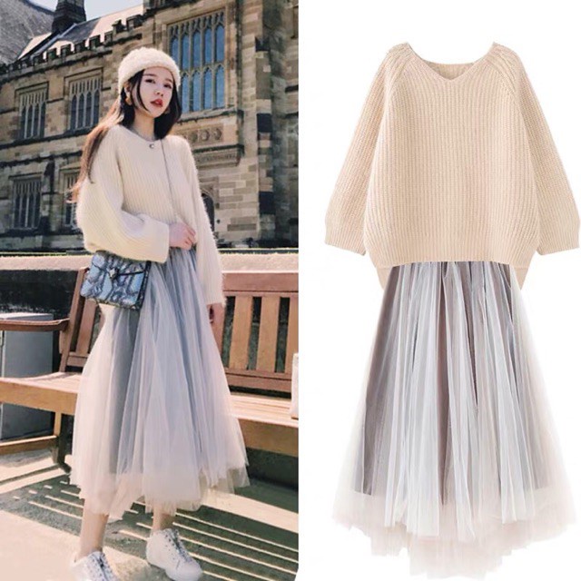 (Order) Set Áo len Váy tutu công chúa