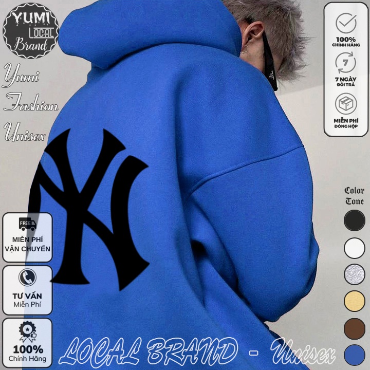 Áo Hoodie NY Local Brand Unisex Ullzang nỉ bông cao cấp dày - Áo Khoác Nỉ Form Rộng