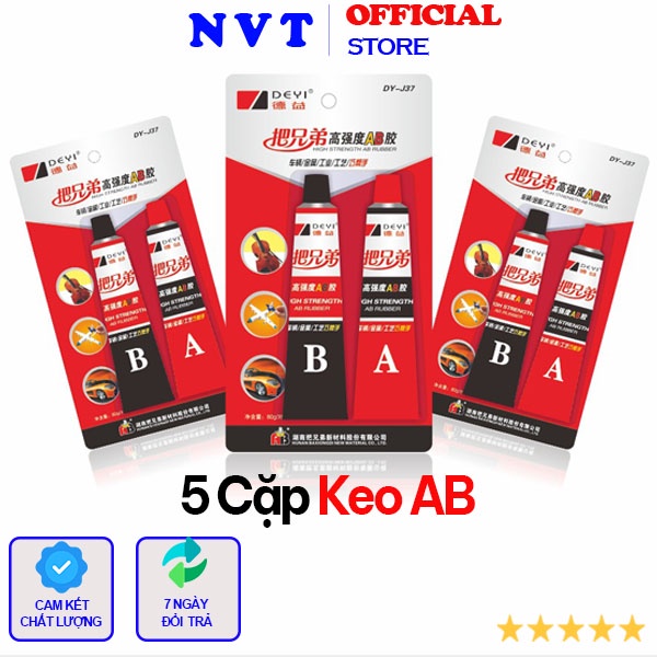Set 5 cặp Keo AB - Hàng nội địa Trung dính cực chắc, độ bền cao, chịu nhiệt tốt, thời gian khô nhanh