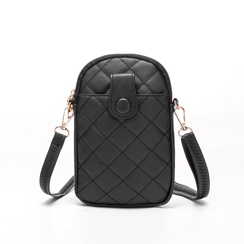 Túi Xách Đựng Điện Thoại Hai Lớp Dáng Vuông Nhỏ Thêu Họa Tiết Kim Cương Phong Cách Mới 2022 Cho Nữ