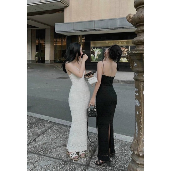 ĐẦM DÂY BODY MAXXI XỐP DÀI PHỐI REN TRƯỚC NGỰC