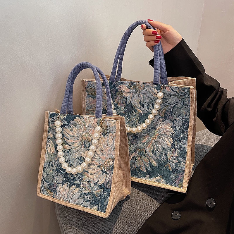 Túi Xách Tote Cỡ Lớn Họa Tiết Tranh Sơn Dầu Vẽ Hoa Cúc Thời Trang Cho Nữ