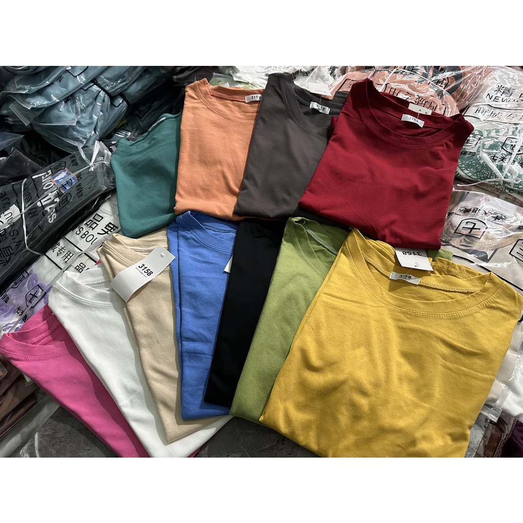Áo Thun Trơn 3158,Áo Phông Chất Cotton Khô Dày Dặn