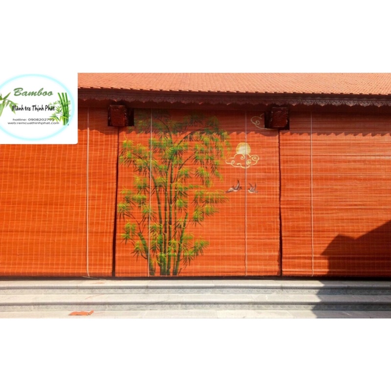 Mành tre trúc Vẽ Tranh Sơn Dầu. Mành rèm tre trúc che nhà thờ, nhà gỗ. Mành tre trúc nhà chòi, nhà cổ. Giảm Khi mua SLL.