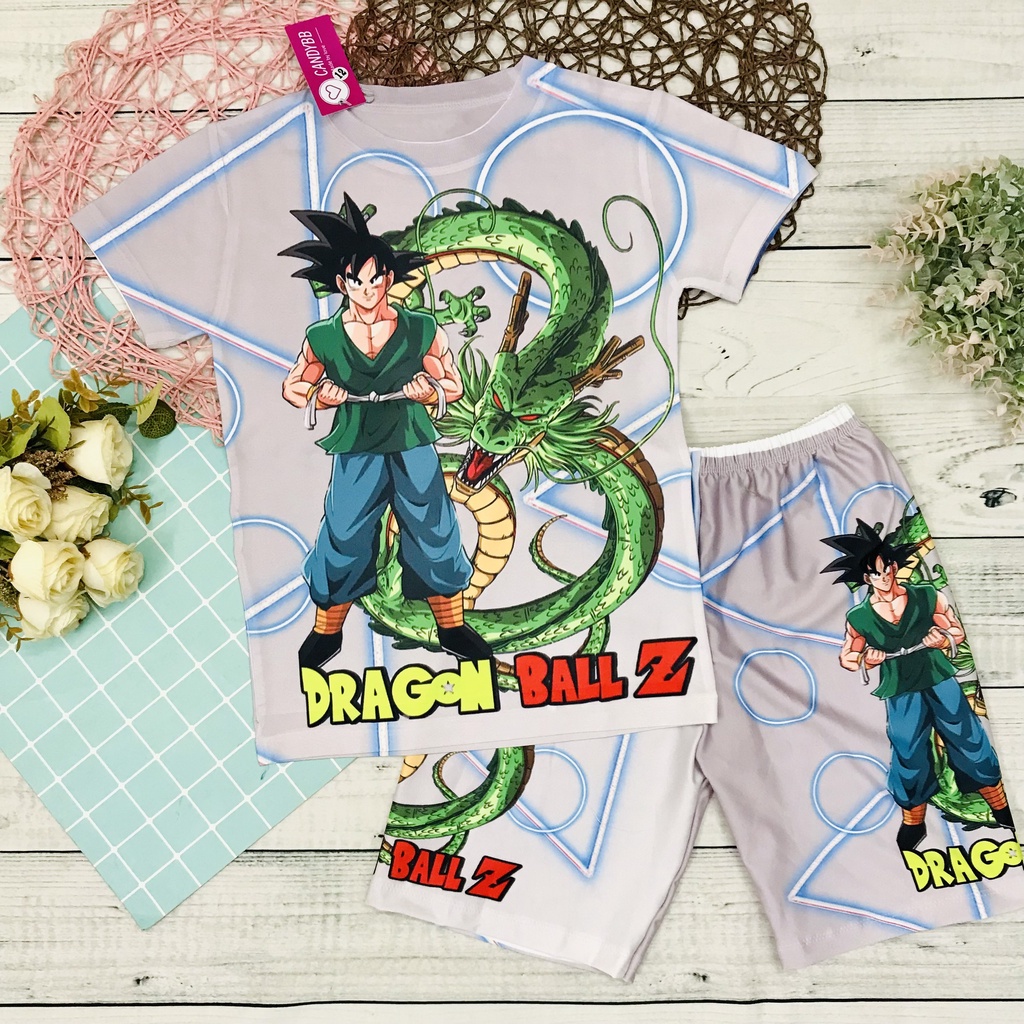 Đồ bộ bé trai, bộ thun lạnh in hình Songoku hoạt hình Dragon Ball  nhiều màu chất đẹp 10kg đến 60kg