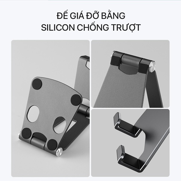 Giá Đỡ Điện Thoại Máy Tính Bảng Hợp Kim Nhôm ACOME AH01 Điều Chỉnh Linh Hoạt 270 Độ, Màu Xám Hàng Chính Hãng