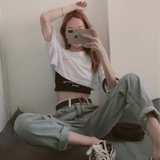 [ORDER] Set áo 2 dây ôm sexy đen trong croptop + áo trắng ngoài croptop tay ngắn ulzzang ( có bán riêng )
