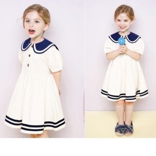 Váy hè bé gái cotton thuỷ thủ xuất Hàn