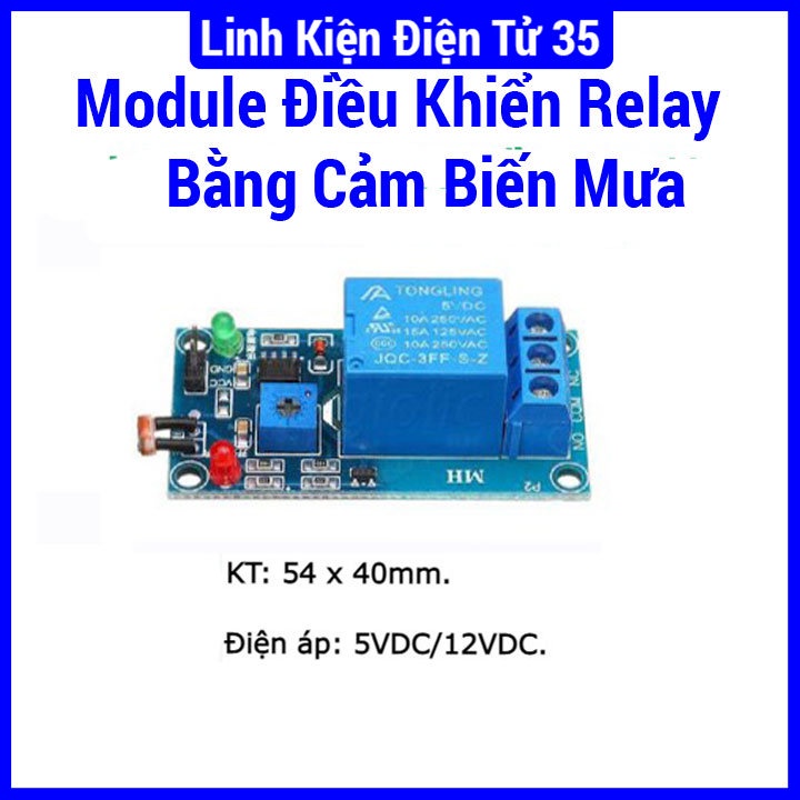 Linh kiện Module điều khiển relay bằng cảm biến mưa, có thể điều chỉnh bằng biến trở