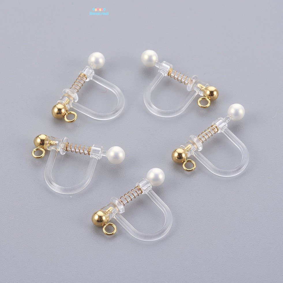 Set 2 kẹp nhựa BENECREAT làm khuyên tai đính hạt ngọc trai và vỏ inox 316 17.5x11.5x3mm: 1.4mm