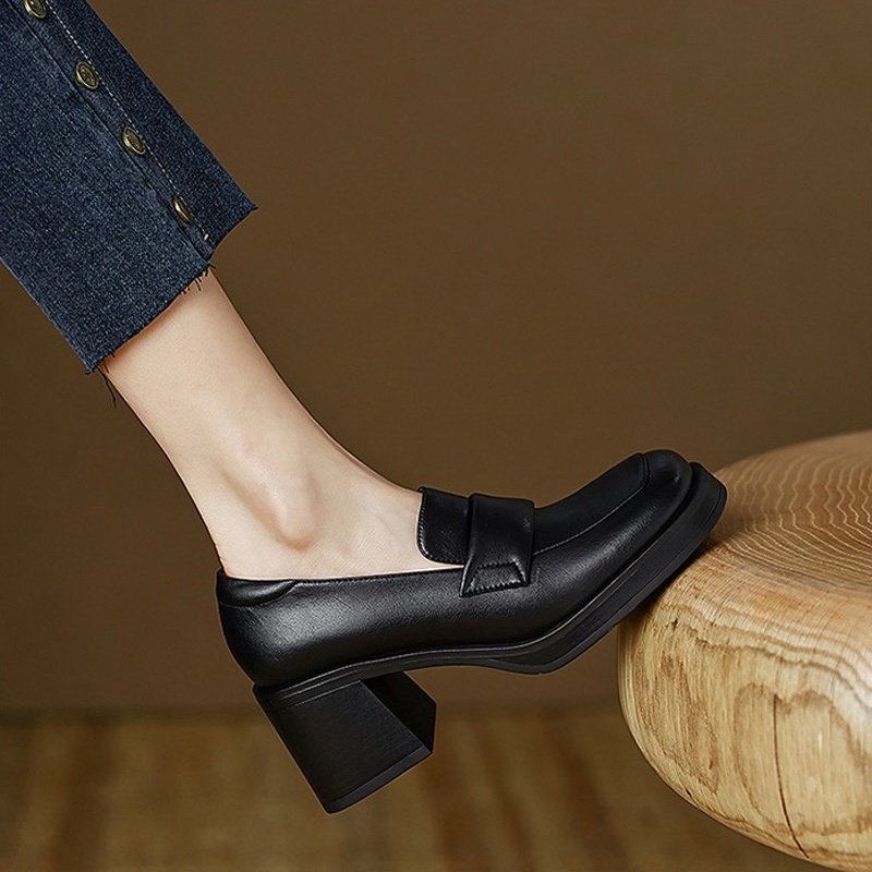 Giày Cao Gót Đế Dày Phong Cách Retro Thanh Lịch Cho Nữ