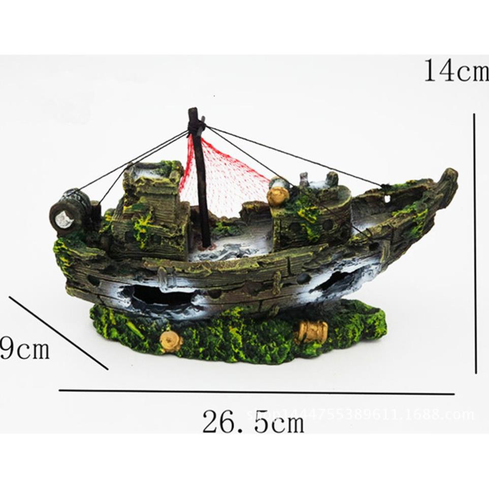 Mô hình tàu thuyền đắm - Thuyền đắm - Trang trí bể cá - Trang trí hồ thủy sinh - Tiểu cảnh trang trí bể cá