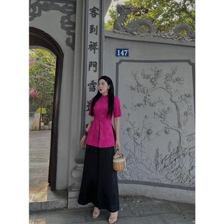 Bộ Cổ Tàu Gấm Quần Váy Lụa