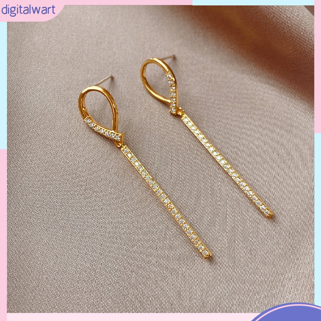 1 Đôi Bông Tai Dáng Dài Đính Đá Lấp Lánh Thời Trang Cho Nữ