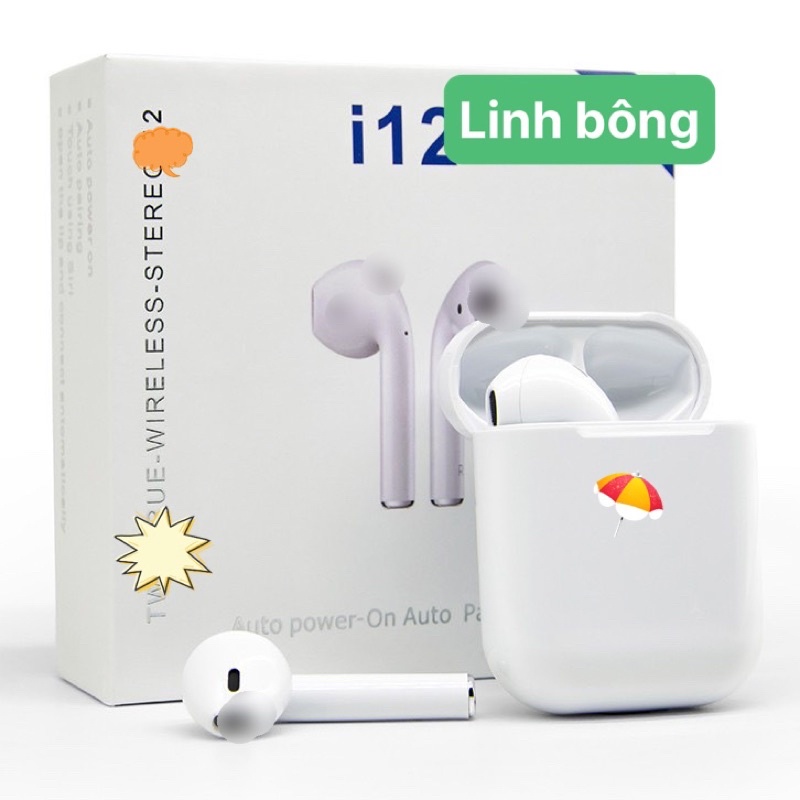 Tai nghe không dây bluetooth i12 5.0 cảm ứng chạm âm thanh nổi full hộp kèm sạc bảo hành 3 tháng