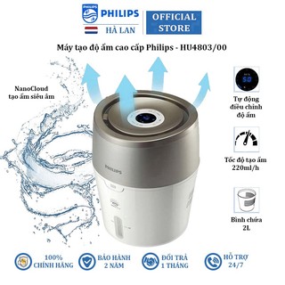 Máy tạo độ ẩm cao cấp Philips HU4803/00 - Công suất tối đa: 15W - Dung tích bình chứa nước: 2 lít