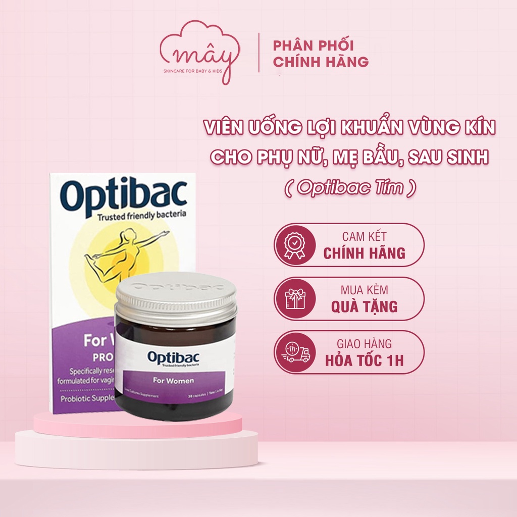 [Hàng Air]Viên uống lợi khuẩn vùng kín cho phụ nữ, mẹ bầu, sau sinh Optibac Tím