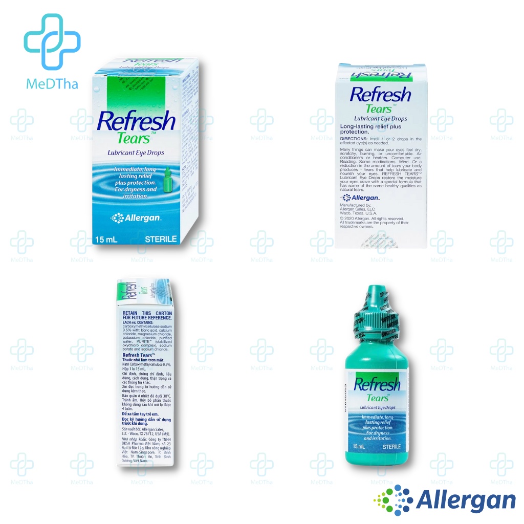 Nước Nhỏ Mắt Refresh Nhân Tạo Tears - Giảm Khô, Mỏi Mắt, Dịu Nhẹ, Chăm Sóc Thị Lực, Rửa Sạch Bụi (Lọ 15ml) [Hàng Mỹ]