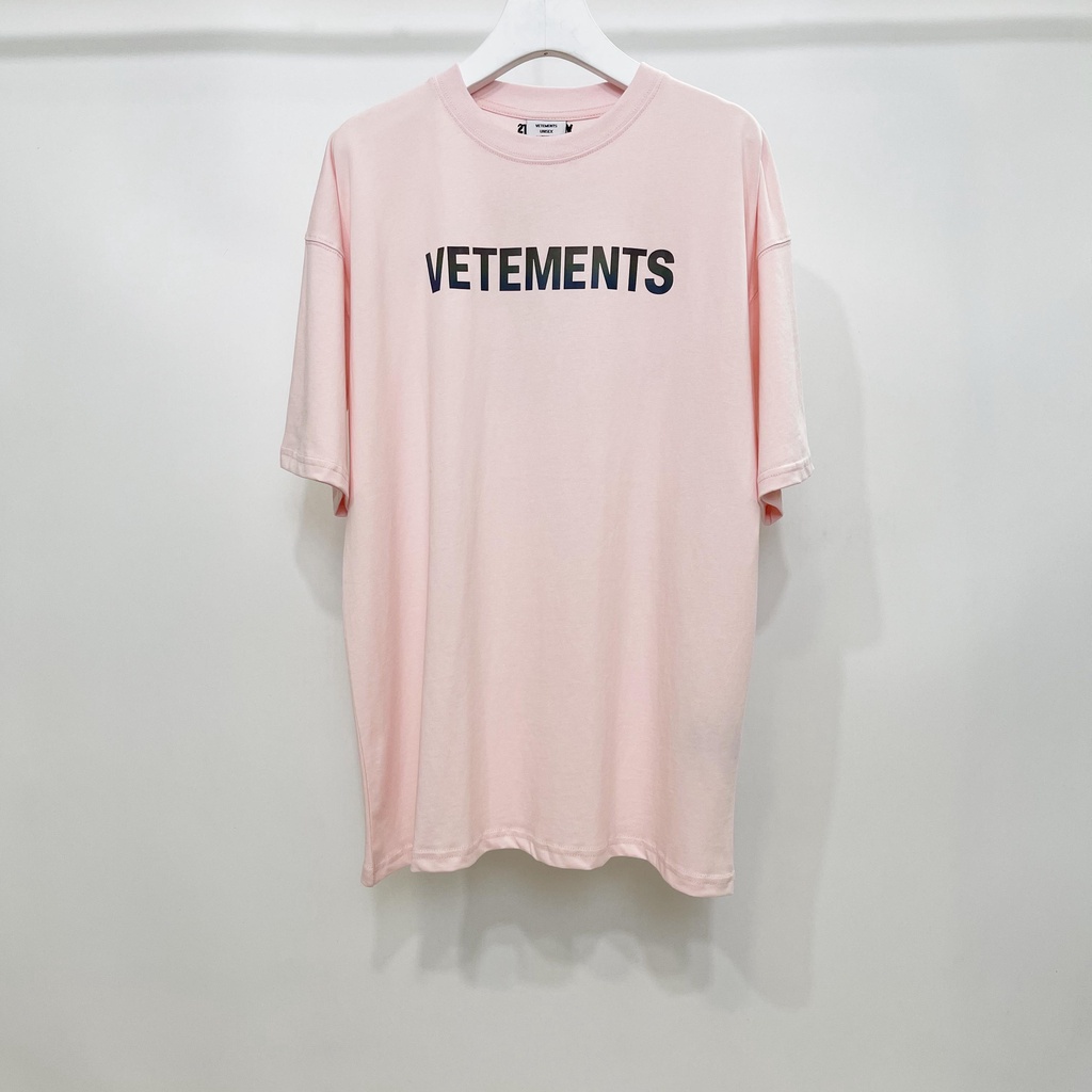 Áo Thun cotton Tay Ngắn Dáng Rộng In Hình VETEMENTS Màu Đơn Giản Hợp Thời Trang Cho Nam Và Nữ