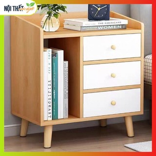 Tủ tab đầu giường chân gỗ có ngăn kéo Style Hàn Quốc có khóa an toàn
