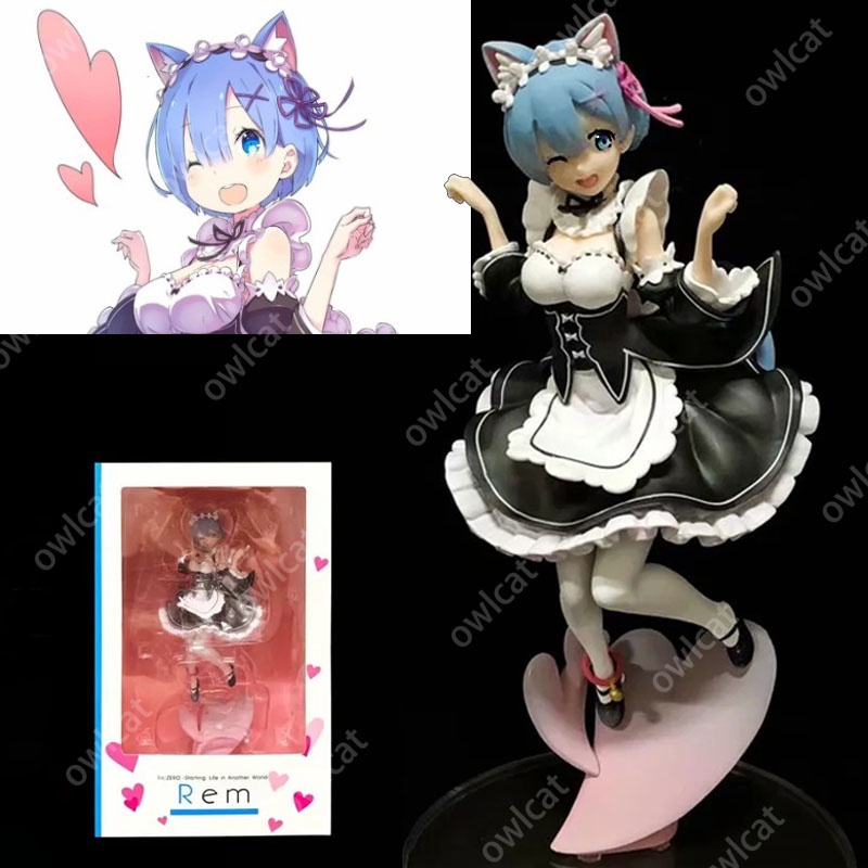 Mô Hình Nhân Vật Re: Zero Rem  23cm 1/8 Size Cat Ear Maid Reset Life Different World from Zero Anime Figure Packed in Box Model