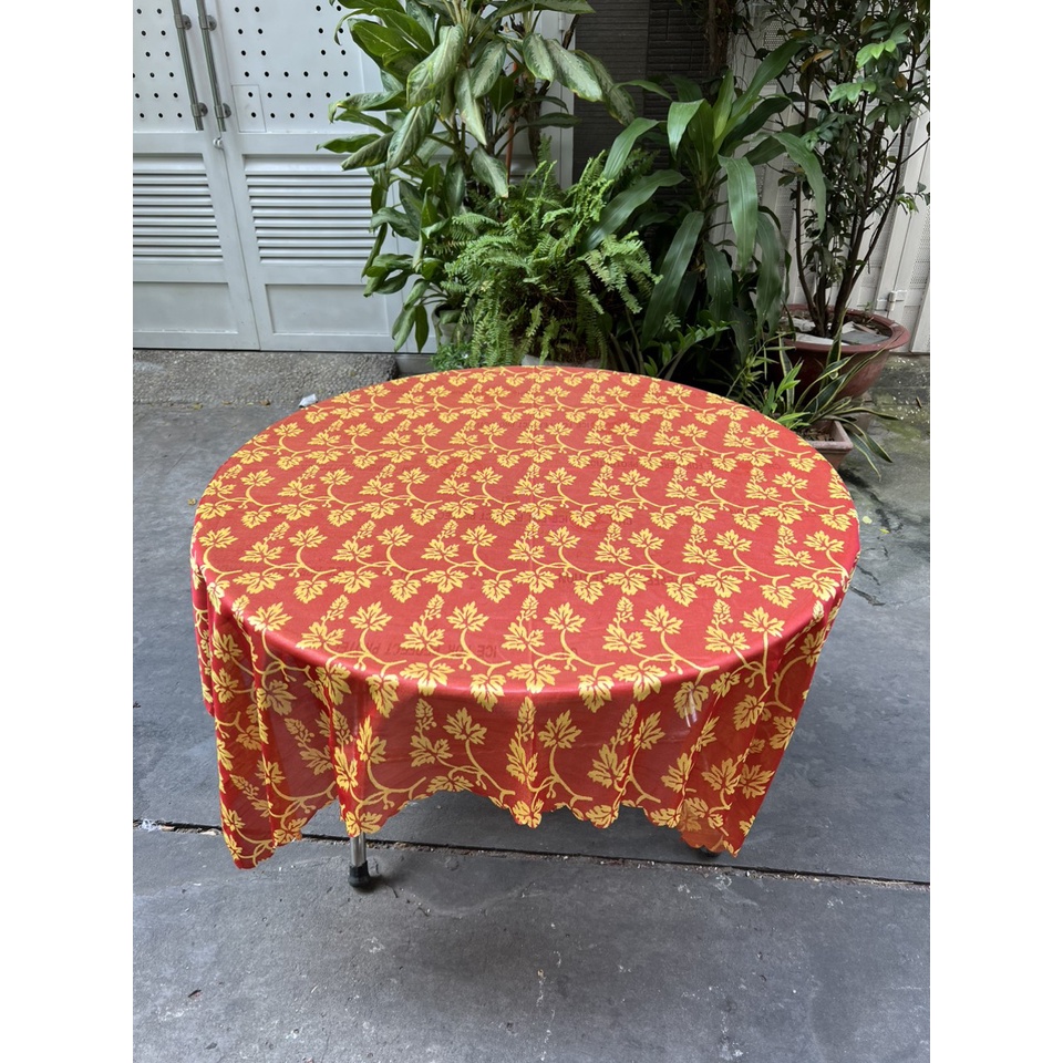 Khăn Trải Bàn Gấm thun bông lá nho