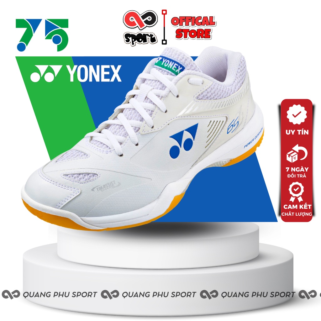 Giày Đánh Cầu Lông Nam Nữ Yonex 75TH 65Z2, Đế Cao Su Đàn Hồi, Chống Lật Cổ Chân_Màu Trắng