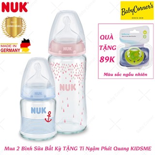 Bình Sữa NUK Thuỷ Tinh Premium Choice+ 120ml, 240ml Cho Bé 0-6M
