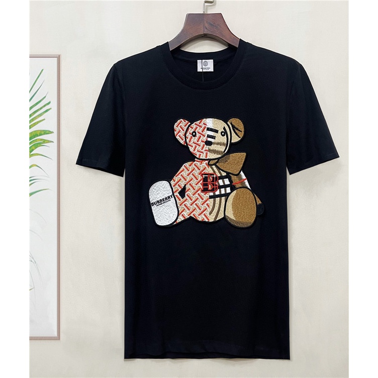 Áo Thun Nam Tay Ngắn Cổ Tròn Thêu Chữ Burberr Thời Trang Mùa Hè Size S-4XL