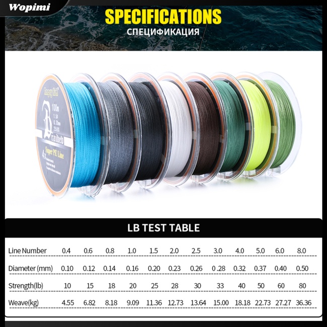 Mf Cuộn Dây Câu Cá Bện 4 Sợi 100m / 109yds 10LB-80LB