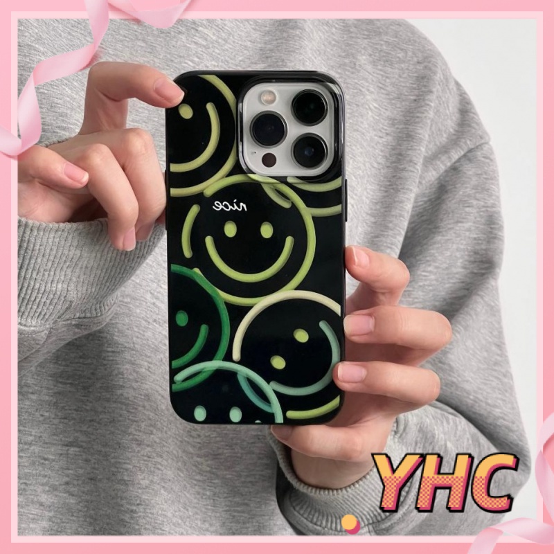 Ốp lưng phone Khuôn mặt mỉm cười màu xanh lá cây màu đen cao cấp iPhone 6 / 6S / 6splus / se / 7 / 7plus / 8 / 8plus / X / xs / xsmax / 11 / 12 / 13 / 14-506