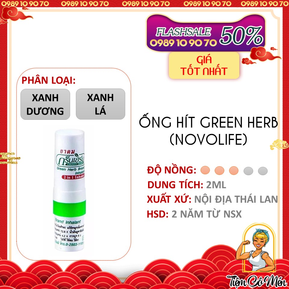 [Có sẵn] Ống hít mũi Green Herb Thái Lan - Hỗ Trợ Viêm Mũi Dị Ứng