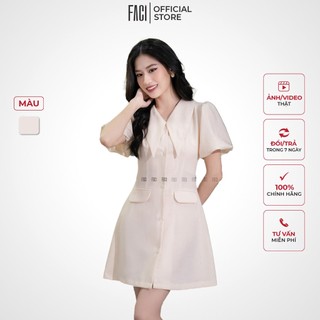 Váy Nữ FACI Ames Dáng Suông Chữ A Lá Cổ Cách Điệu Tay Ngắn Bồng Chất Liệu Trượt Ấn Chuẩn Form, Tôn Dáng FA139
