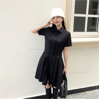 Đầm bigsize cổ sơ mi phối xếp li đơn giản sang trọng ( Thời trang Vicky G - Anitagreen ) HN0223