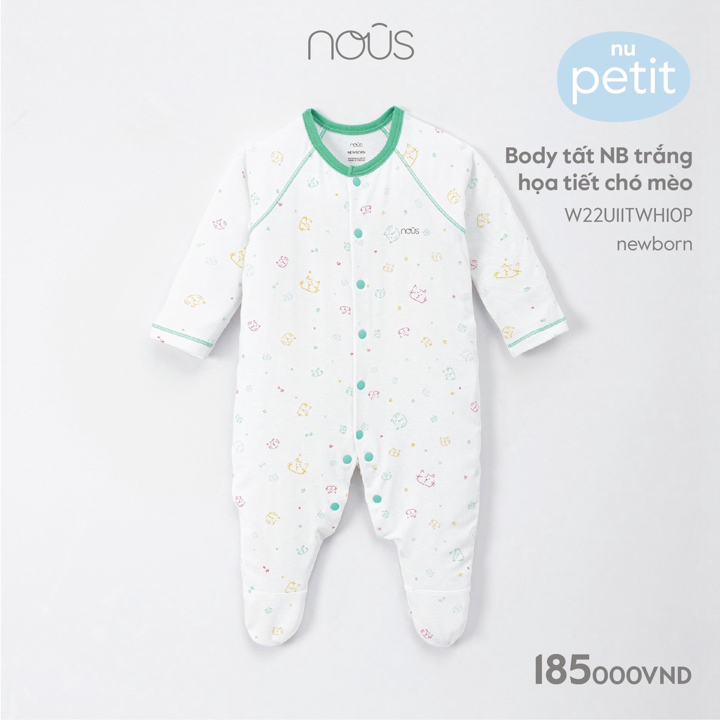 Bộ body sơ sinh liền tất  Nous newborn hoạ tiết