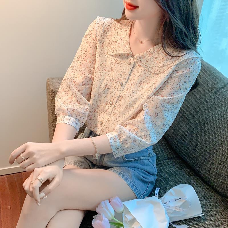 Áo Sơ Mi Chiffon Tay Ngắn In Hoa Thời Trang Mùa Hè Hàng Mới Dành Cho Bạn Nữ