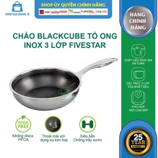 Chảo chống dính sâu lòng cao cấp BLACKCUBE FIVESTAR 3 lớp đáy liền inox 304 siêu bền , chống trầy xước 26cm