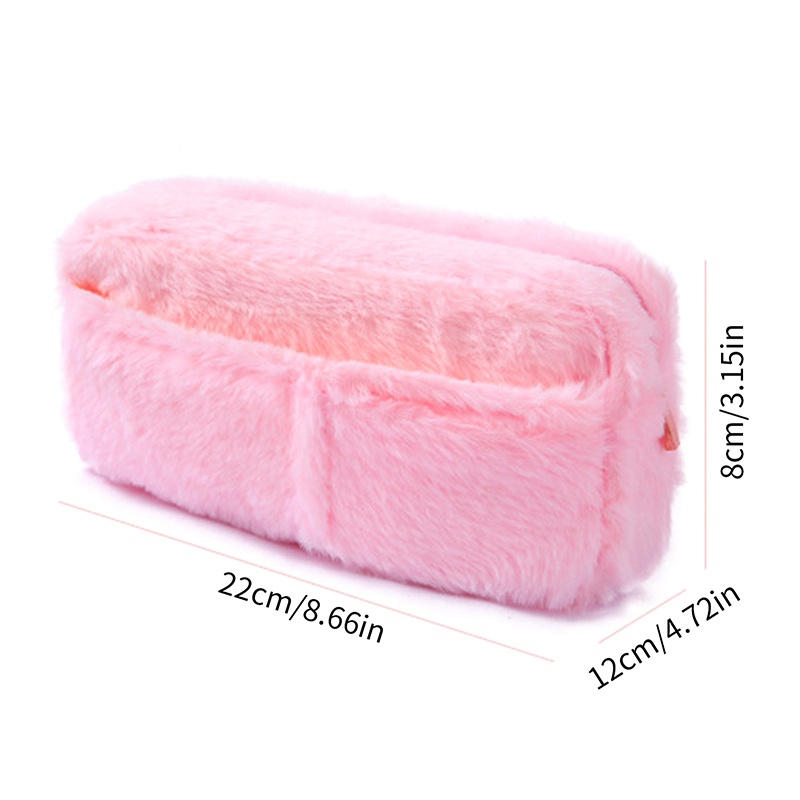 Túi Đựng Bút Bằng Lông Màu Trơn Phong Cách Hàn Quốc Dễ Thương