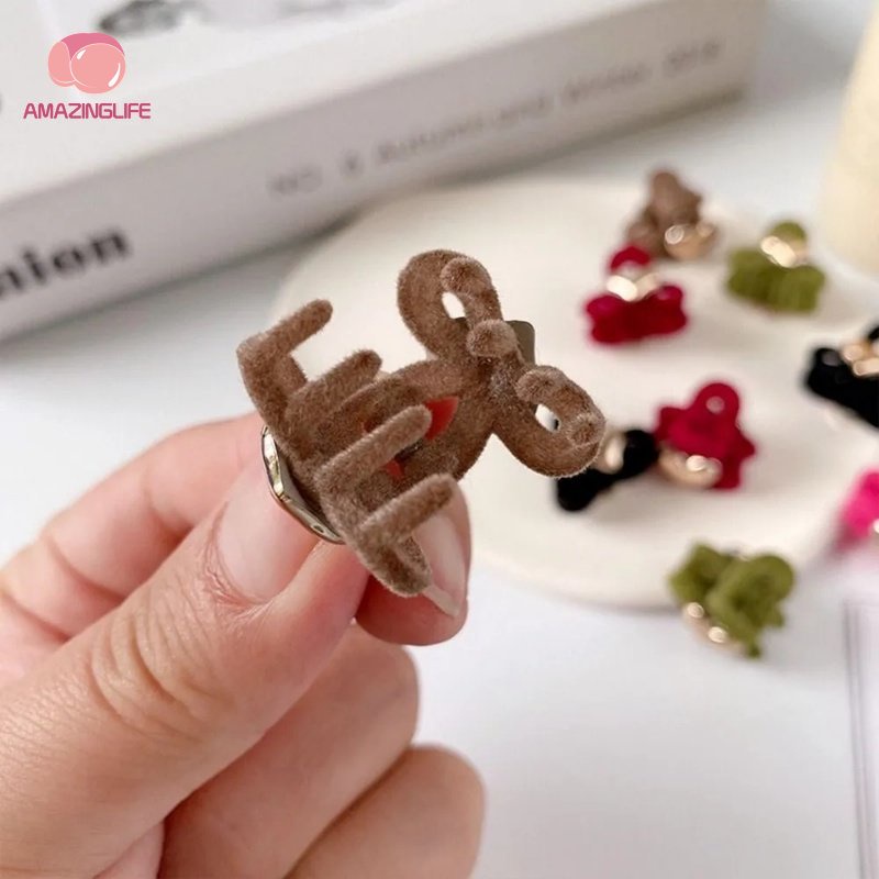 Bộ 2 Kẹp Tóc Nơ Trái Tim Bằng Nhung Mùa Thu Đông / Kẹp Tóc Nhỏ Kết Hợp Dễ Thương Chất Lượng Cao