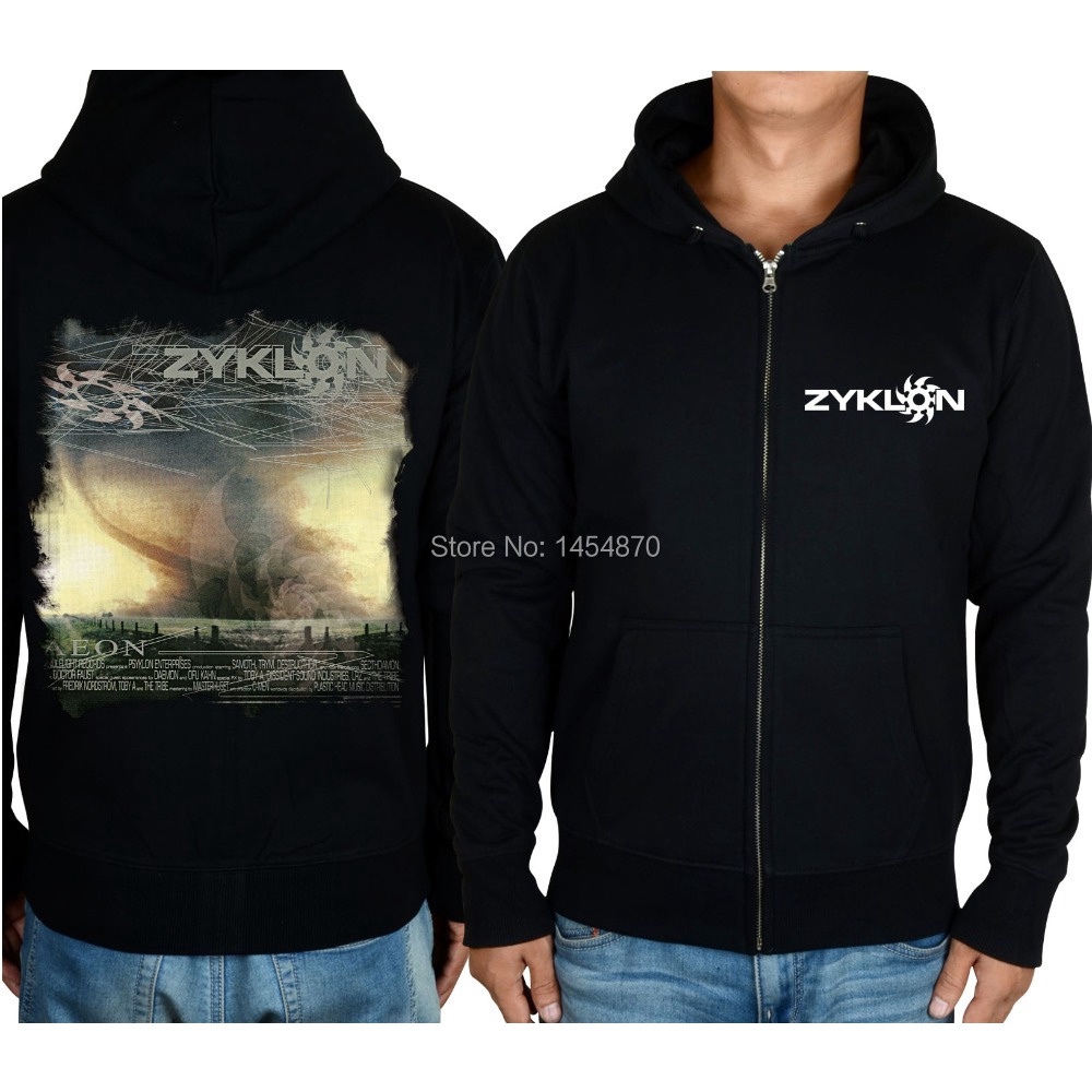 Áo Khoác Hoodie 4 Thiết Kế Khóa Kéo Màu Đen Cá Tính Zyklo Aeon Rock Harajuku punk Hard Rock Khoa Học Fiction