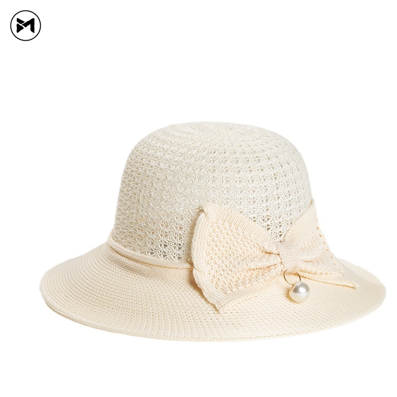 Nón Chống Nắng Đính Nơ Ngọc Trai Gấp Gọn Thoáng Khí Thời Trang Mùa Hè Hàng Mới Dành Cho Bạn Nữ 2022