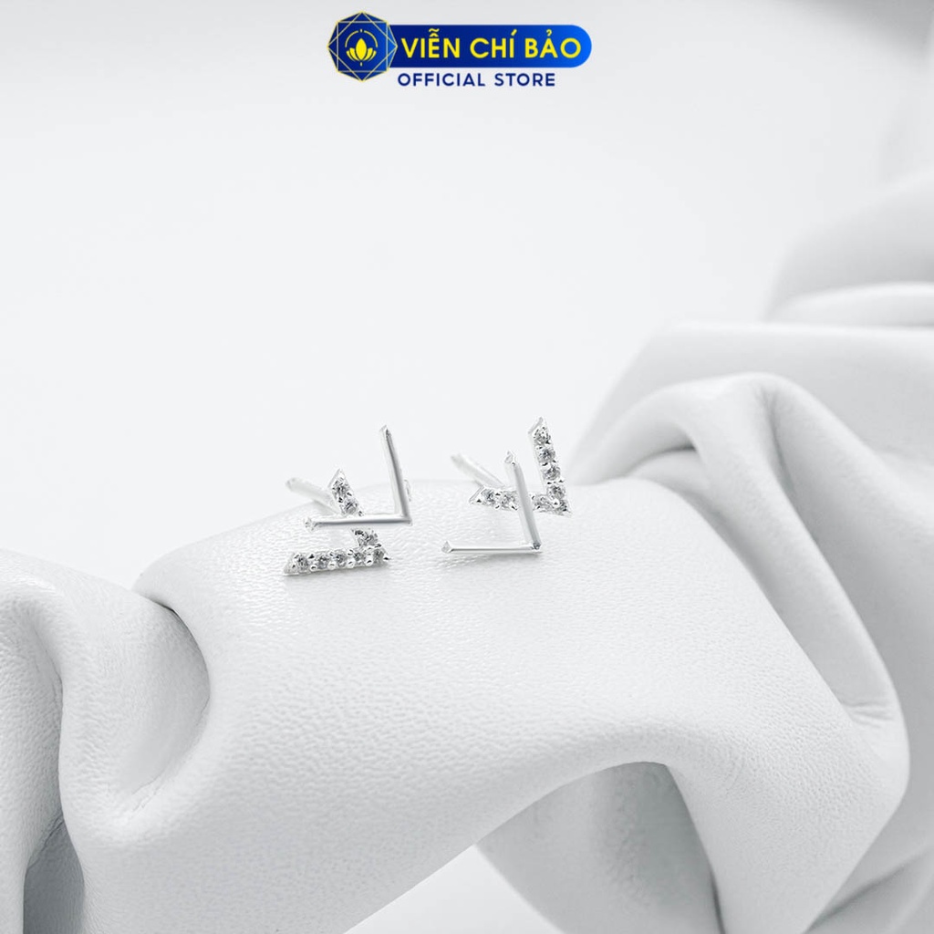 Khuyên tai bạc nữ chữ W chất liệu bạc 925 thời trang phụ kiện trang sức nữ Viễn Chí Bảo E096