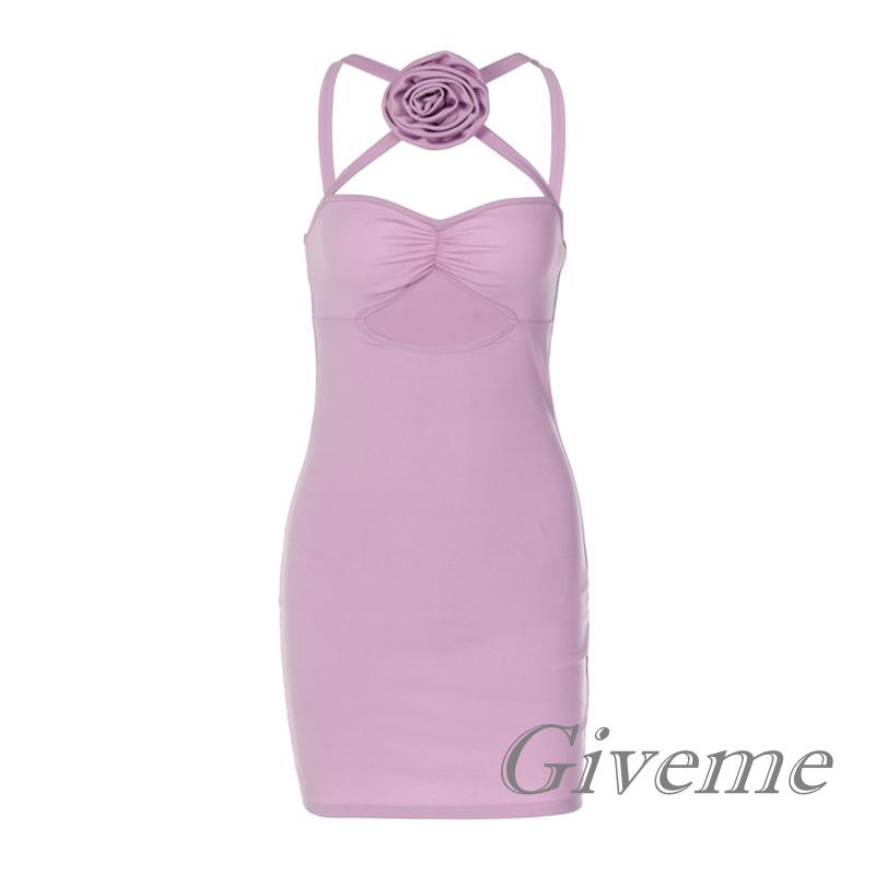 Đầm không tay dáng ôm Hoạ Tiết Hoa Thiết Kế Hở Lưng Quyến Rũ