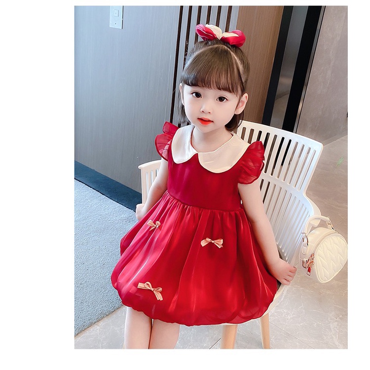 Đầm Công Chúa tay phồng ,Đầm tơ 2 lớp  Siêu Xinh ,Váy Tiểu Thư Song Ngư Kids  - VH02