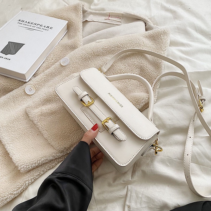 Túi Đeo Chéo Hình Vuông Nhỏ Đơn Giản Có Khóa Kéo Phong Cách harajuku Cổ Điển Cho Nữ