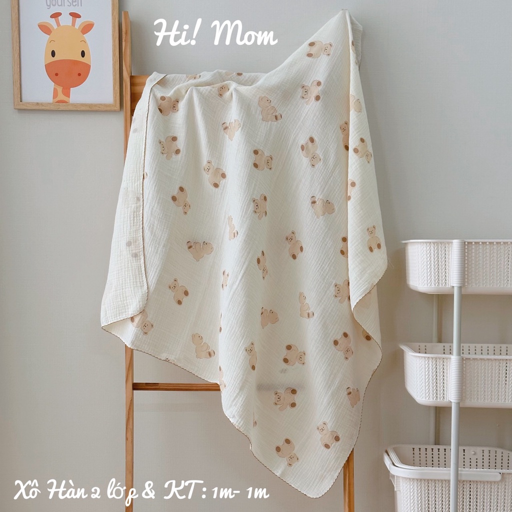 ( Tặng 10 bao lì xì) Khăn Tắm Xô Vải Sợi Muslin 2 Lớp Cao Cấp Himom Kids - Jubon Cho Bé