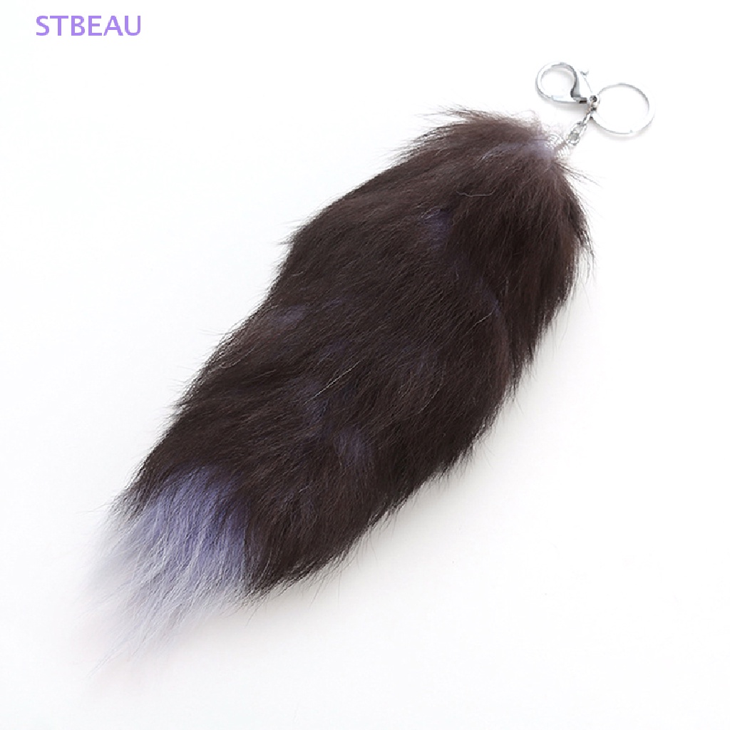 [Cxsteau] Móc Khóa Túi Xách / Móc Khóa Hình Đuôi Cáo Phối Lông Tua Rua Màu Bạc MME