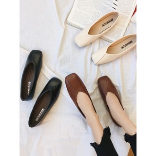 ORDER - Giày búp bê da mũi vuông basic Ulzzang (Có ảnh thật)