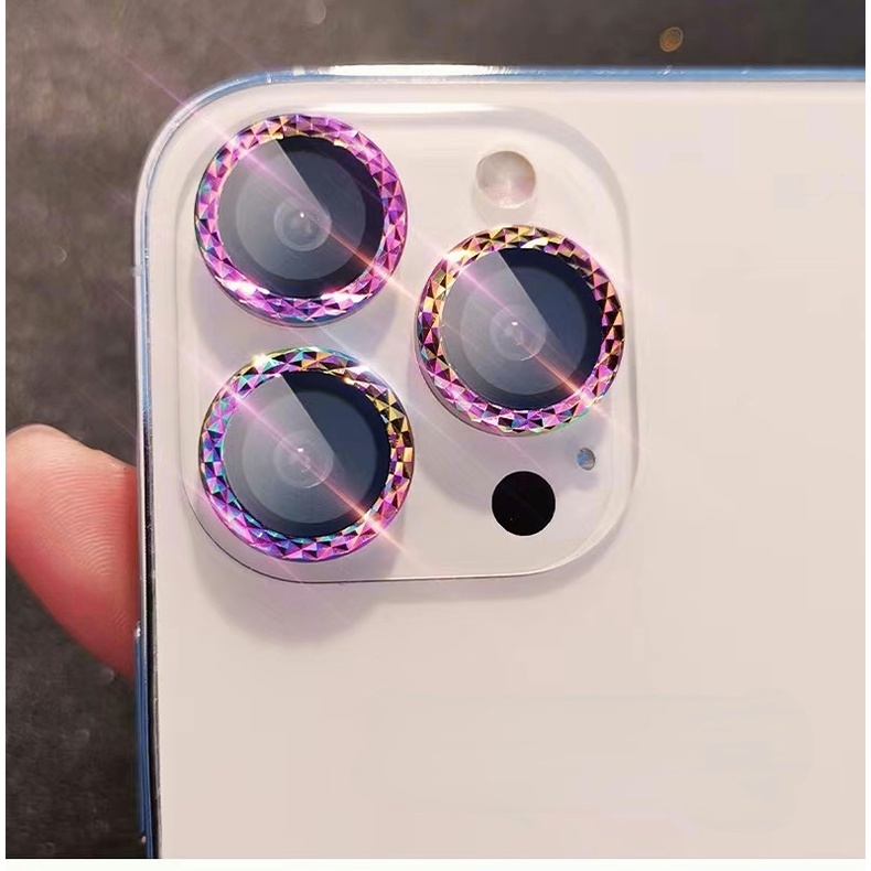 Vòng Kim Loại Bảo Vệ Ống Kính Máy Ảnh Sau Đính Đá Lấp Lánh Cho iphone 11 12 13 14 Pro Max