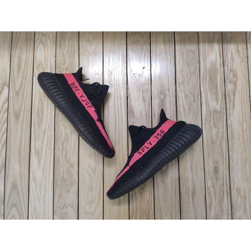 (2hand) adidas yeezy boost 350v2 core black red sz 44